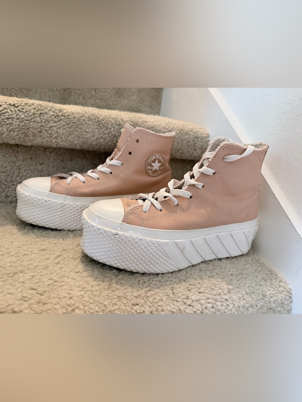 Converse Chuck Taylor AllStar 2X Platform High Cozy Sherpa Vachetta Beige size 6